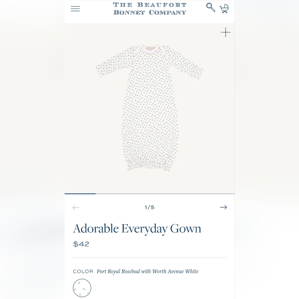 Beaufort Bonnet Company Baby Gown With Rosebud Pattern